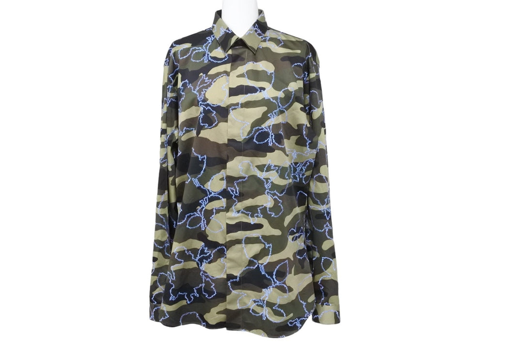 極美品 DIOR HOMME ディオールオム 長袖シャツ 迷彩 カモフラー 563C574ZM605 コットン サイズ40 中古 49622
