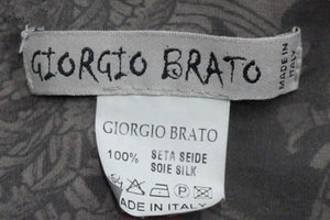 GIORGIO BRATO ジョルジオブラット 大判 シルク プリント スカーフ グレー 総柄 ストール 中古 49629