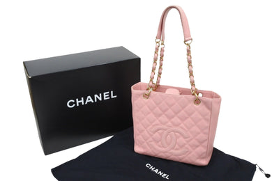 CHANEL シャネル マトラッセ PST チェーン トート キャビアスキン ピンク ハンドバッグ A20994 ゴールド金具 美品 中古 49702