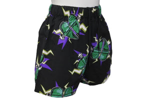 PRADA プラダ フランケン ショートパンツ ハーフ 総柄 APD120191381 コットン ブラック グリーン パープル 38 美品 中古 49732
