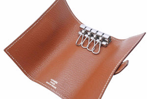 極美品 HERMES エルメス ベアン キーケース コニャック □I刻 シェーブル 小物 中古 49896