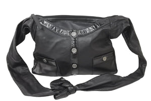 極美品 CHANEL シャネル ガールシャネル ジャケット オールブラック ショルダーバッグ 20番台 中古 49988