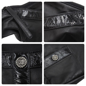 極美品 CHANEL シャネル ガールシャネル ジャケット オールブラック ショルダーバッグ 20番台 中古 49988