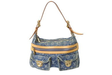極美品 LOUIS VUITTON ルイヴィトン モノグラムデニム バギーPM ショルダーバッグ ワンショルダー M95049 インディゴブルー 中古 4b002665