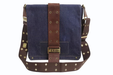 Christian Dior クリスチャンディオール ストリートシック ショルダーバッグ BM-0052 デニム レザー ガリアーノ期 美品 中古 4b002850