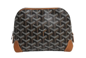 新品未使用 GOYARD ゴヤール ポーチ ヴァンドーム コスメティックポーチ ブラウン シルバー金具 中古 4b003702