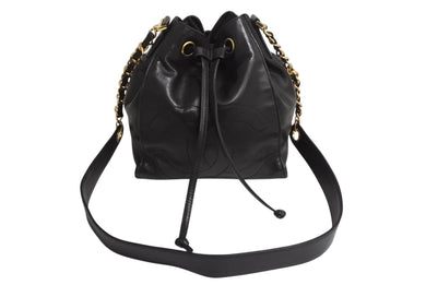 CHANEL シャネル ショルダーバッグ 3番台 ココマーク ラムスキン ブラウン 巾着型 ゴールド金具 イタリア製 美品 中古 4b003791