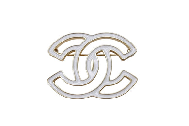 極美品 CHANEL シャネル ココマーク ブローチ 重量約31.3g B24A刻印 メタル ゴールド ホワイト バイカラー 中古 4b003932