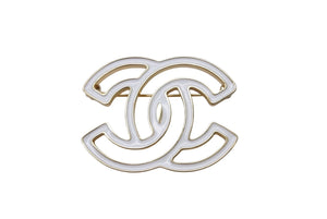 極美品 CHANEL シャネル ココマーク ブローチ 重量約31.3g B24A刻印 メタル ゴールド ホワイト バイカラー 中古 4b003932