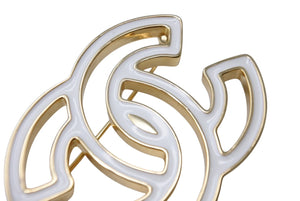 極美品 CHANEL シャネル ココマーク ブローチ 重量約31.3g B24A刻印 メタル ゴールド ホワイト バイカラー 中古 4b003932