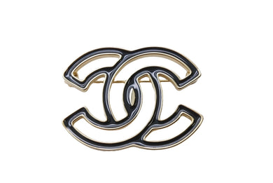極美品 CHANEL シャネル ココマーク ブローチ 重量約35.0g B24A刻印 メタル ゴールド ブラック バイカラー 中古 4b003933
