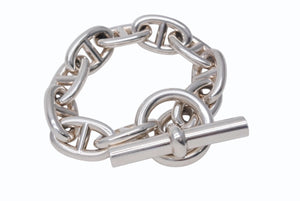新品未使用 HERMES エルメス シェーヌダンクルGM ブレスレット 重量約98.5g Ag925刻印 10リンク シルバ−925 中古 4b004016
