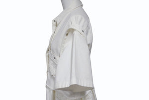 Sacai サカイ ワンピース半袖シャツ ドレス ボタン コットン ホワイト シルバー金具 美品 中古 4b004526 
