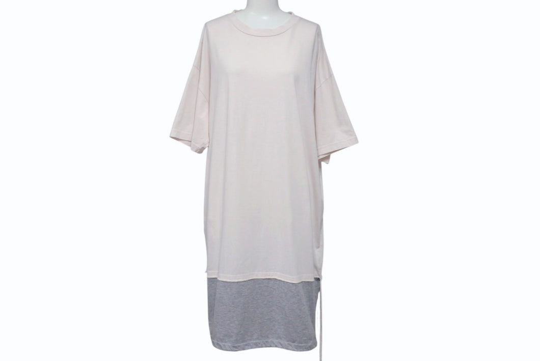 MARNI マルニ 半袖Ｔシャツ ロング丈 ワンピース 重ね着 S22763 テスート ピンク グレー サイズ46 美品 中古 4b004528