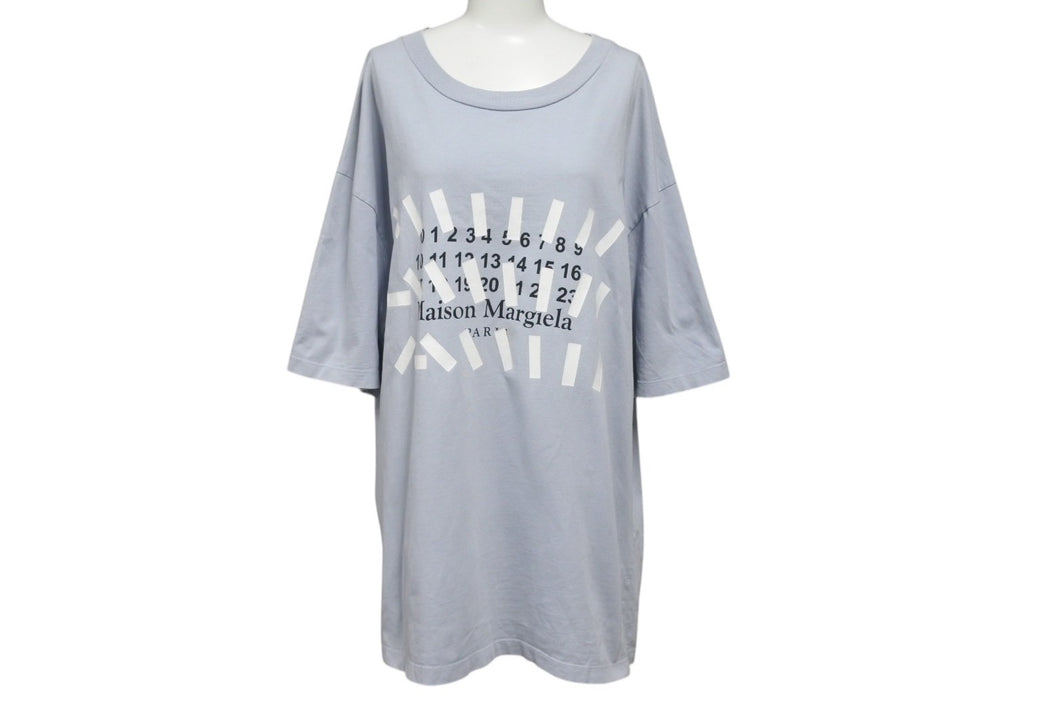 Maison Martin Margiela メゾンマルタンマルジェラ 半袖Tシャツ カットソー カレンダーロゴ ブルー サイズ48 美品 中古 4b004529