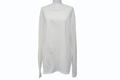 JIL SANDER PLUS ジルサンダー プラス 長袖Tシャツ 無地 KK PM ZI 0502 コットン ポリウレタン ホワイト サイズL 美品 中古 4b004531
