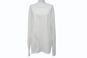 JIL SANDER PLUS ジルサンダー プラス 長袖Tシャツ 無地 KK PM ZI 0502 コットン ポリウレタン ホワイト サイズL 美品 中古 4b004531