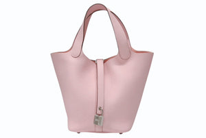 新品未使用 HERMES エルメス ピコタンロック PM ハンドバッグ トリヨンクレマンス ローズサクラ シルバー金具 W刻印 中古 4b004678