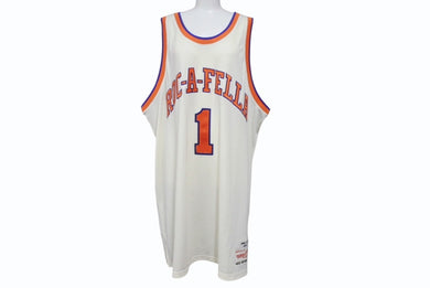 MITCHELL & NESS ミッチェル&ネス ノースリーブ JAY-Z ROC-A-FELLA NY RN#106371 ナイロン ホワイト ブルー オレンジ サイズ54 美品 中古 4b004708