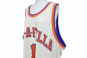 MITCHELL & NESS ミッチェル&ネス ノースリーブ JAY-Z ROC-A-FELLA NY RN#106371 ナイロン ホワイト ブルー オレンジ サイズ54 美品 中古 4b004708