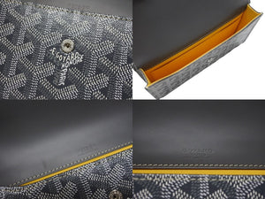 新品未使用 GOYARD ゴヤール モンテカルロ ミニケース ミニバッグ ゴヤールディンキャンバス ヴォーゼルカーフスキン グレー 中古 4b004898