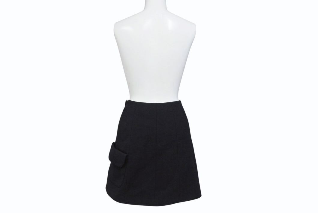 極美品 Christian Dior クリスチャンディオール ラップスカート 7C21330A1106 サイズ34 ブラック ウール 中古 4b005233