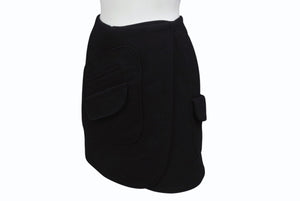 極美品 Christian Dior クリスチャンディオール ラップスカート 7C21330A1106 サイズ34 ブラック ウール 中古 4b005233