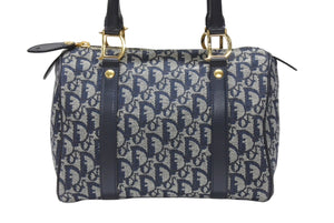 Christian Dior クリスチャンディオール スピーディ25 ハンドバッグ トロッター ネイビー ゴールド金具 美品 中古 4b005913
