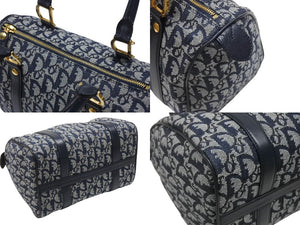 Christian Dior クリスチャンディオール スピーディ25 ハンドバッグ トロッター ネイビー ゴールド金具 美品 中古 4b005913