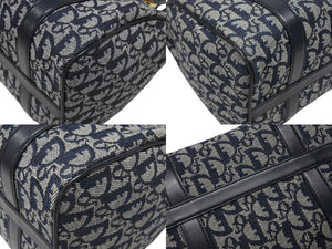 Christian Dior クリスチャンディオール スピーディ25 ハンドバッグ トロッター ネイビー ゴールド金具 美品 中古 4b005913