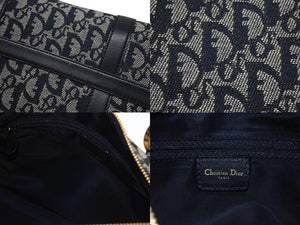 Christian Dior クリスチャンディオール スピーディ25 ハンドバッグ トロッター ネイビー ゴールド金具 美品 中古 4b005913