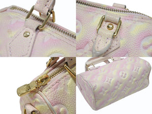 極美品 LOUIS VUITTON ルイヴィトン モノグラム アンプラント 2WAYバッグ ナノ スピーディ M81508 レザー 中古 4b006064