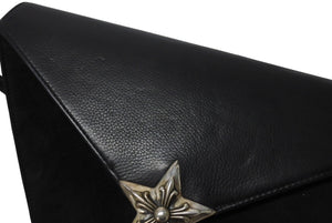 極美品 CHROME HEARTS クロムハーツ 5PT ラージスター トライアングル ショルダーバッグ ブラック ベロア レザー シルバー925 中古 4b006283