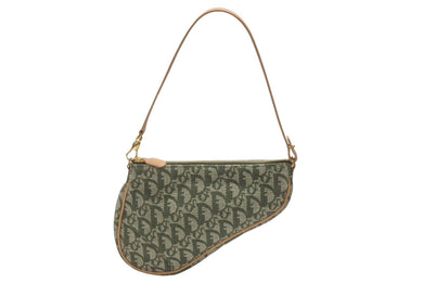 以前同様 Christian Dior クリスチャンディオール トロッター サドルポーチ ワンショルダー グリーン MC 0071 中古 4b006511 