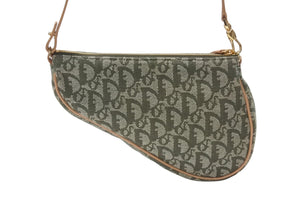 以前同様 Christian Dior クリスチャンディオール トロッター サドルポーチ ワンショルダー グリーン MC 0071 中古 4b006511 