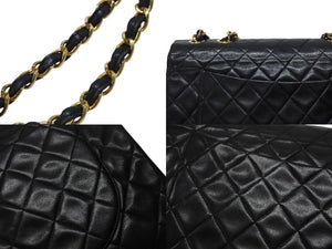 CHANEL シャネル デカマトラッセ Sフラップ Wチェーンショルダーバッグ 3番台 ココマーク ラムスキン ブラック ゴールド金具 良品 中古 4b006535
