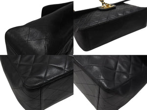 CHANEL シャネル デカマトラッセ Sフラップ Wチェーンショルダーバッグ 3番台 ココマーク ラムスキン ブラック ゴールド金具 良品 中古 4b006535