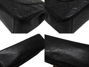 CHANEL シャネル デカマトラッセ Sフラップ Wチェーンショルダーバッグ 3番台 ココマーク ラムスキン ブラック ゴールド金具 良品 中古 4b006535