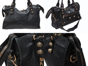 極美品 BALENCIAGA バレンシアガ ザ ジャイアント シティ 2WAYハンドバッグ ショルダーバッグ ブラック ローズゴールド金具 中古 4b006828