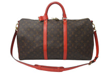 Load image into Gallery viewer, 極美品 LOUIS VUITTON ルイヴィトン キーポルバンドリエール50 ボストンバッグ M44740 ゴールド金具 ブラウン レッド 中古 4b001071