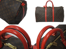 Load image into Gallery viewer, 極美品 LOUIS VUITTON ルイヴィトン キーポルバンドリエール50 ボストンバッグ M44740 ゴールド金具 ブラウン レッド 中古 4b001071