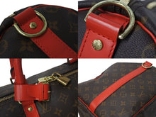 Load image into Gallery viewer, 極美品 LOUIS VUITTON ルイヴィトン キーポルバンドリエール50 ボストンバッグ M44740 ゴールド金具 ブラウン レッド 中古 4b001071