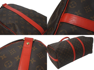 極美品 LOUIS VUITTON ルイヴィトン キーポルバンドリエール50 ボストンバッグ M44740 ゴールド金具 ブラウン レッド 中古 4b001071