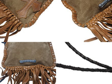 Load image into Gallery viewer, 極美品 CHROME HEARTS クロムハーツ スクエア クロスポシェット フリンジ ショルダーバッグ セメタリー クロスパッチ ブラウン 中古 4b006276