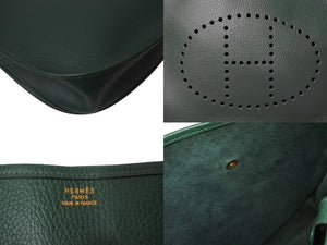 極美品 HERMES エルメス エブリン1GM ショルダーバッグ グリーン □A刻印 トリヨンクレマンス 斜め掛け Hロゴ 中古 4c070217