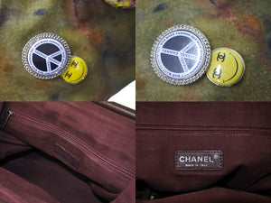 極美品 CHANEL シャネル エンブロイダリー ハンドバッグ A92791 21番台 ココマーク グラフィティ がま口 カーキ 中古 4c071184