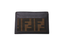 画像をギャラリービューアに読み込む, FENDI フェンディ カードケース ッカズ柄 FFロゴ AL61480 イタリア製 レザーキャンバス ブラウン ベージュ 美品 中古 4C071269 