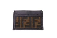 画像をギャラリービューアに読み込む, FENDI フェンディ カードケース ッカズ柄 FFロゴ AL61480 イタリア製 レザーキャンバス ブラウン ベージュ 美品 中古 4C071269 