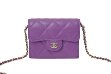 Load image into Gallery viewer, 極美品 CHANEL シャネル ショルダーバッグ チェーンウォレット 31番台 ココマーク パープル ラムスキン ゴールド金具 中古 4c071871