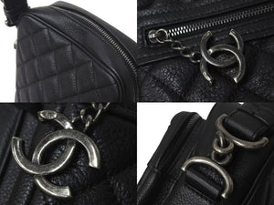 極美品 CHANEL シャネル ショルダーバッグ マトラッセ チェーンショルダー 22番台 ブラック レザー ガンメタリック金具 中古 4C073564